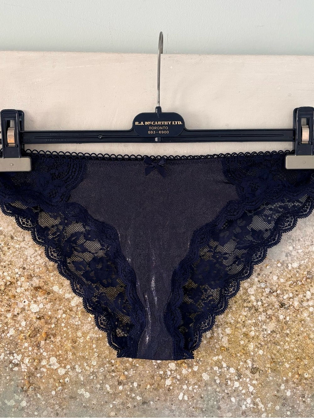 Victoria’s Secret Dream Angels Navy Shimmer Lace Trim Panty (NWT)